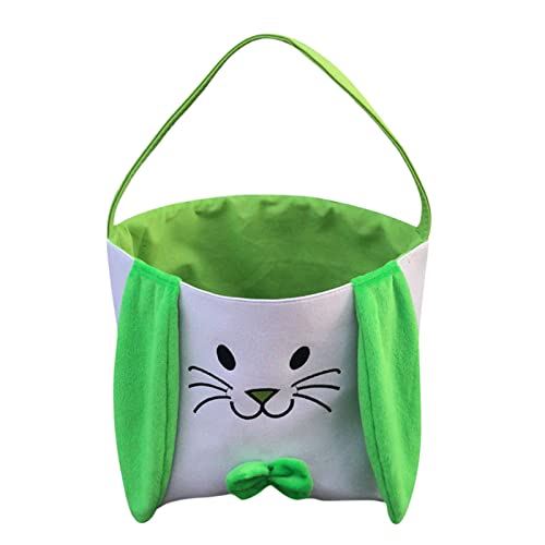 4 PCS Family Pack for Easter Bunny Basket Bag for Boys Girls, Toddlers, Soft Plush, Empty Easter Bucket Bag for Hunting Eggs or Pack Food (Color : Green)