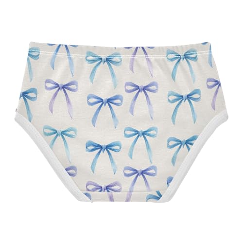 Wusikd Watercolor Blue Bows (2) Girls' Underwear Cotton Girls Briefs Soft Toddler Underwear 2T2