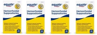 Equate Hemorrhoidal Suppositories 24 Ct by Equate (Pack of 4)