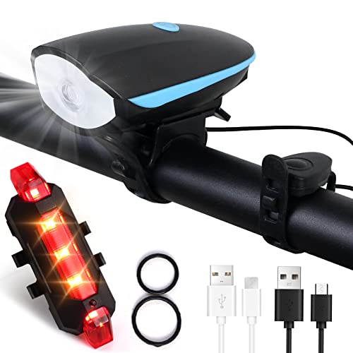 SKY-TOUCH Bike Light Set USB Rechargeable Bycicle LED Accessories Night Cycling Headlight Tail Rear Reflectors for Mountain Bike 4 Lighting Modes,...