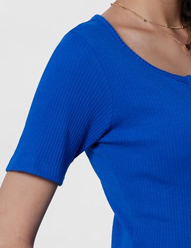 Image of barcino Beige Ribbed V-Neck Short Sleeves Top