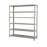 プラス KR 軽量 スチールラック 業務用 (天地6段) 耐荷重150kg/段 |奥行462mm 高さ1500mm 幅1512mm 簡単組立 601661 ライトグレー 〈メーカー直販〉