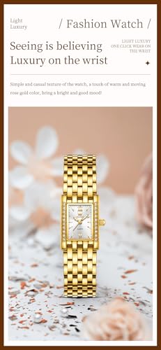 Image of OLEVS Watch for Women Stylish Analog Quartz Luxury Gold Stainless Steel Strap Diamond Black Dial Elegant Casual Ladies Watch