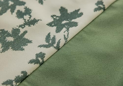 Rideaux occultants jacquard vert feuille drapé opaque œillets 86x183