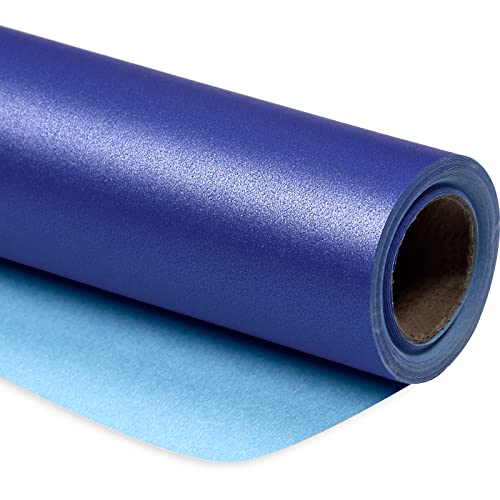 Image of RUSPEPA Royal Blue Matte Wrapping Paper - Solid Color Pearly - Luster Paper Perfect for Wedding, Christmas, Baby Shower -17 Inches X 32.8 Feet