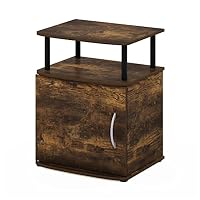 Furinno Jaya End Side Sofa Table/Nightstand with Door, Amber Pine/Black — image 7