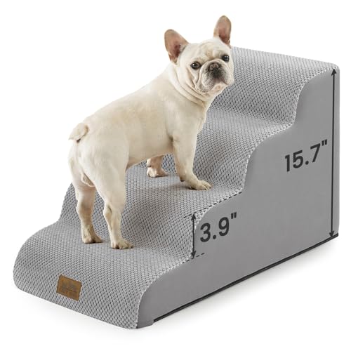Image of COZY KISS Dog Stairs for Small Dogs, 4 Step Pet Stairs for Beds & Couches