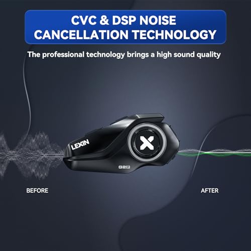 LEXIN G2P Motorrad Bluetooth Headset, Helm Kommunikationssystem für 2 bis zu 6 Personen in Reichweite von 1000m, IP67 Wasserdicht Freisprecheinrichtung mit FM Radio, Doppelpack