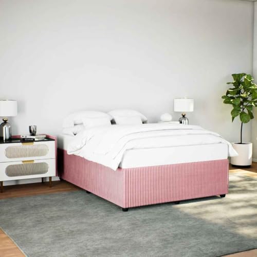 vidaXL Bettgestell, Polsterbett Bett für Schlafzimmer, Bettrahmen mit Lattenrost, Doppelbett Schlafzimmerbett, Rosa 160x200cm Samt vidaXL Bettgestell, Polsterbett Bett für Schlafzimmer, Bettrahmen mit Lattenrost, Doppelbett Schlafzimmerbett, Rosa 160x200cm Samt