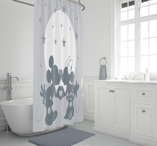 Image of Jay Franco Disney Mickey Mouse and Minnie Mouse Shower Curtain - Licensed Bathroom Decor for Kids or Teens - 70 x 72 Inch Washable Fabric Curtain