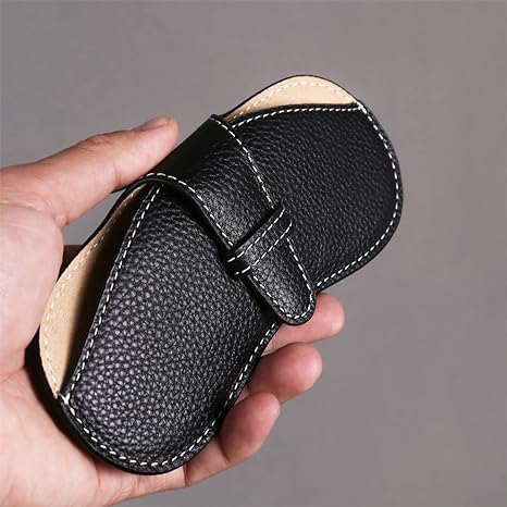 Image of Soft Leather Sunglasses Bag Soft Sunglasses Pouch Leather Glasses Case Holder Portable Eye Glass Holder for Women Outdoor Carrying Travel