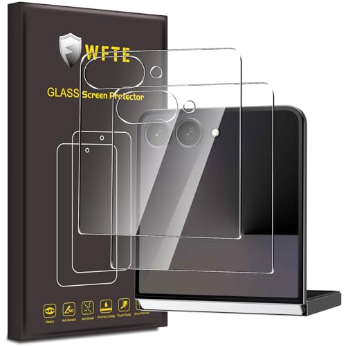 WFTE [2-Pack Samsung Galaxy Z Flip 7/Flip7 Screen Protector Tempered Glass - 9H Hardness, Anti-Scratch, Anti-Fingerprint, Bubble-Free Installation, HD Clear, Full Coverage Protective Film