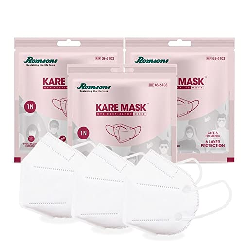 Romsons Kare Mask, N95 Respirators, 1 Pc/Pack (Pack of 3) |double layers of melt-blown filters | stretchable ear loops (B09JZMW6F1) Amazon Price History, Amazon Price Tracker
