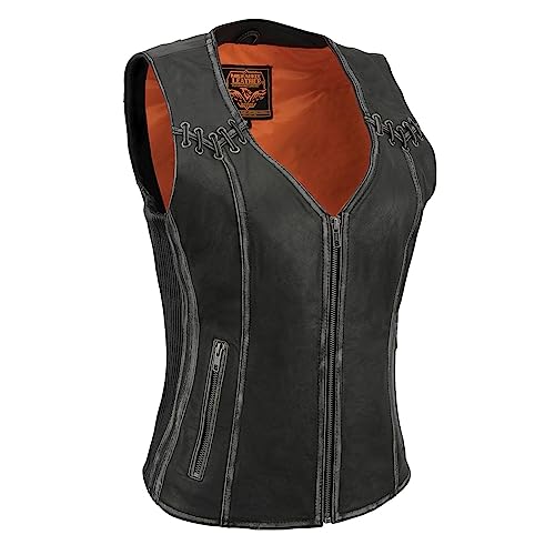 Image of Milwaukee Leather Premium Motorcycle Biker Rider Leather Vest for Women |LKL|ML|MLL|SH