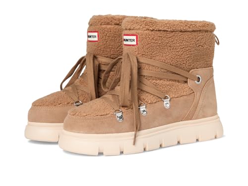 Hunter Women's Moriah Rain Boot, Medium Brown Faux Fur Suede, 6