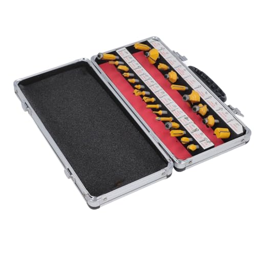 SEAFRONT 24 Pieces Router Bit Set Woodworking Milling Cutter Kit with Storage Box for Wood Trimming Grooving Chamfering Tools