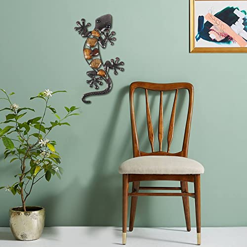 LIFFY Metal Gecko Wall Decor 15inch Outdoor Lizard Wall Art Hanging Sculpture for Patio or Fence, Pretty Gift Idea Make Your Garden Unique and Warm - Thumbnail 6