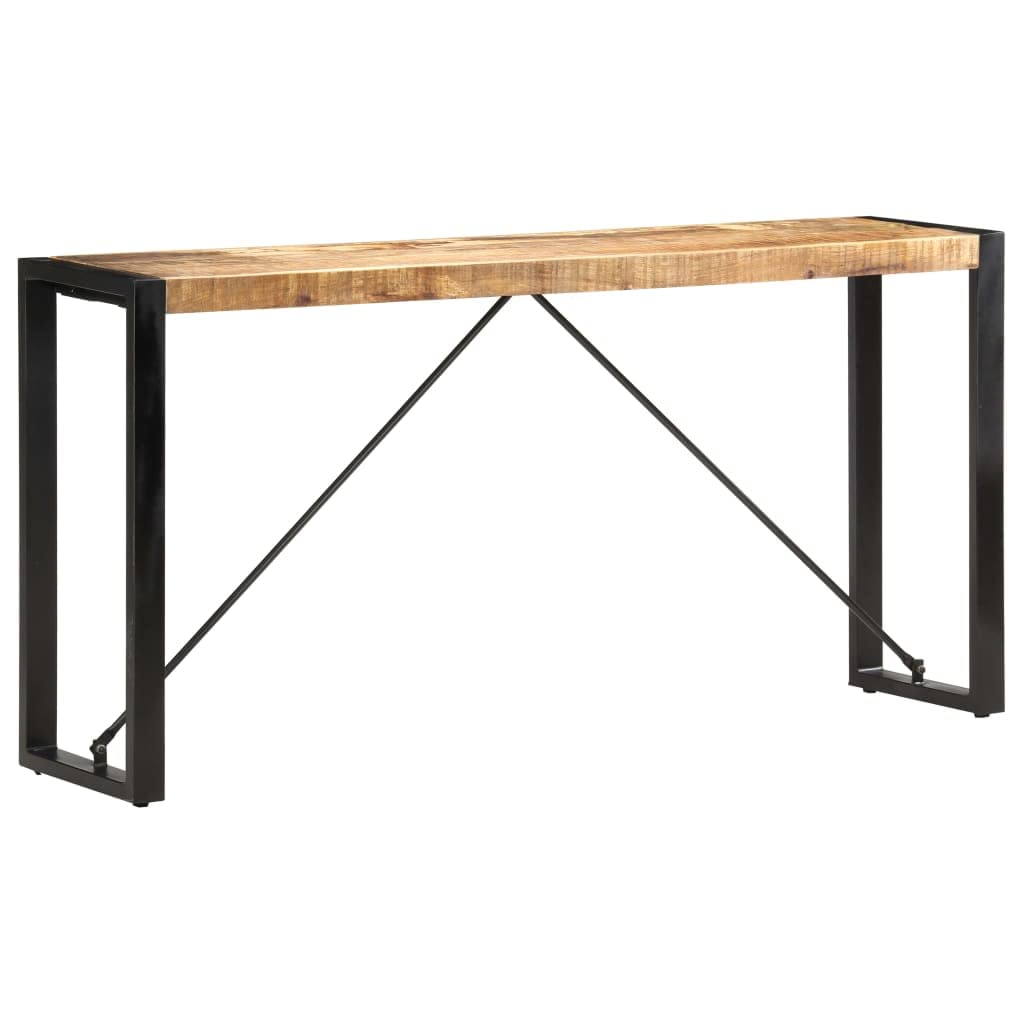 Stolik konsolowy z litego drewna mango 150 x 35 x 76 cm ze stalowymi nogami, stół do przedpokoju do salonu, sypialni, przedpokoju, stabilna półka na lampę, książkę, napój i pilot zdalnego