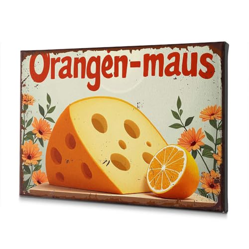 Tableau Salle de Bain Shabby Chic Toile Anti-Vide Mural Motif Orange 30x40 cm