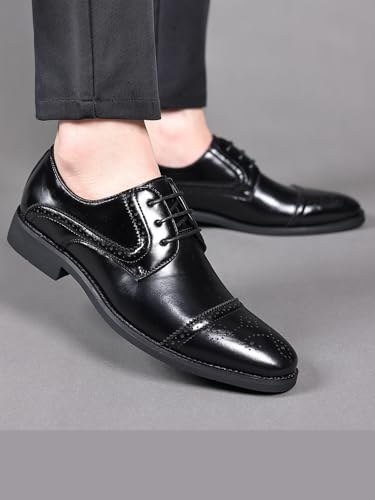 Men's Cap Toe Oxford Dress Shoes, Classic Brogue Design3