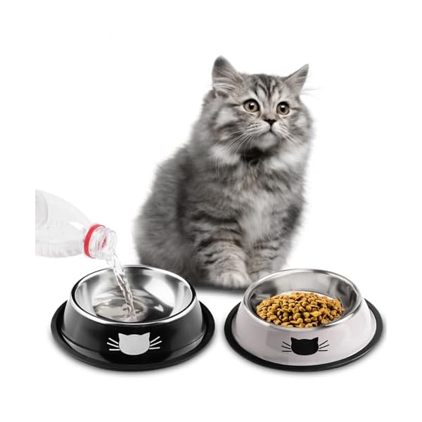 Katzennäpfe,2 Stück Futternapf Katze, Futternapf Katze Set,fressnäpfe Katzen doppel,Futterschüssel Katze,Wasser Fütterung Schüssel,Fressnäpfe für Katzen Edelstahl – Bild 7