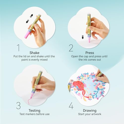 Arrtx 72 Colors Acrylic Paint Pens, 3mm Medium Tip Paint Markers Paint Pens, Non Toxic, Waterbased, Quick Drying for Artists Detailing, Rock Painting, Wood, Canvas, DIY Crafts Making Art Supplies image 12