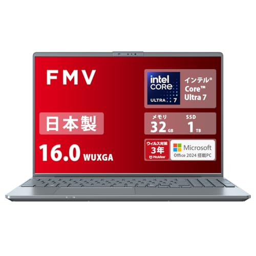 富士通 ノートパソコン 日本製 FMV LIFEBOOK WP1/J3 (MS Office 2024/Win 11/16.0型/Core Ultra 7/32GB/SSD 1TB) PHシリーズ AZ_WP1J3_Z765