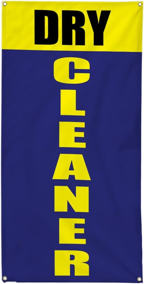 Vertical Vinyl Banner Multiple Sizes Dry Cleaner Promotion Business E Business Outdoor Weatherproof Industrial Yard Signs 4 Grommets 40x16Inches