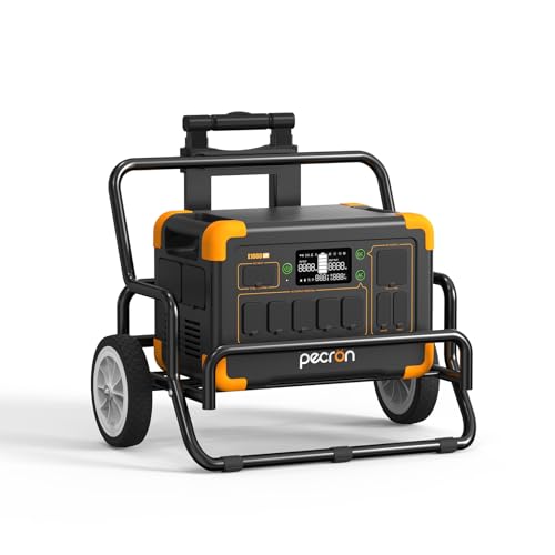pecron Portable Power Station E1000LFP with Trolley, 1024Wh LiFePO4 Battery Backup, 1800W Solar Generator Expandable to 4096Wh, Fast Charging Power Station for Emergencies, Camping, RV, Home Use