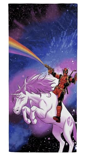 Jay Franco Marvel Deadpool - Serviette de Bain, de Plage et de Piscine - 100% Coton Space Unicorn, 71cm x 147cm