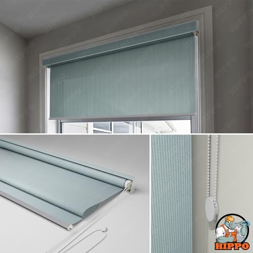 Image of HIPPO Outdoor HDPE Roller Blind Curtain - 95% Sun & UV Protection,reathable Airflow Design, Light Filtering Corded Roll-Up Shade for Balcony & Outdoor Spaces (Country-Blue, 4FTX8FT)