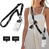 Icycay Phone Lanyard Crossbody, Black Marble Cell Phone Strap for Around The Neck Adjustable, Anti Theft Cute Lanyard for iPhone Case ID Holder Keys Accessories Travel Essential