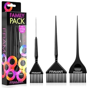 Framar Family Hair Color Brush Set – Hair Dye Brush Kit, Hair Coloring Brushes For Hair Stylist, Tint Brushes for Hair Color, Tapered Edges For Precision – 3 Pack Black