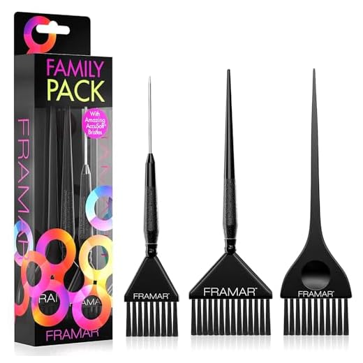 Framar Family Hair Color Brush Set - Hair Dye Brush Kit, Hair Coloring Brush, Hair Dying Brush to Apply Hair Color, Hair Color Brushes Bulk, Hair Tint Brush, Tint Brushes for Hair Color - 3 Pack