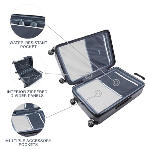 Image of Travelpro Platinum Elite Hardside Expandable Checked Luggage, 8 Wheel Spinner, TSA Lock, Hard Shell Polycarbonate Suitcase, Shadow Black, Checked Large 28-Inch