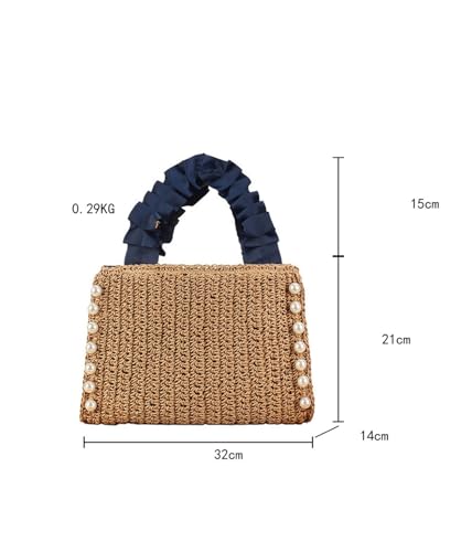 Bolso de mano de playa tejido a mano de ratán miniatura 5
