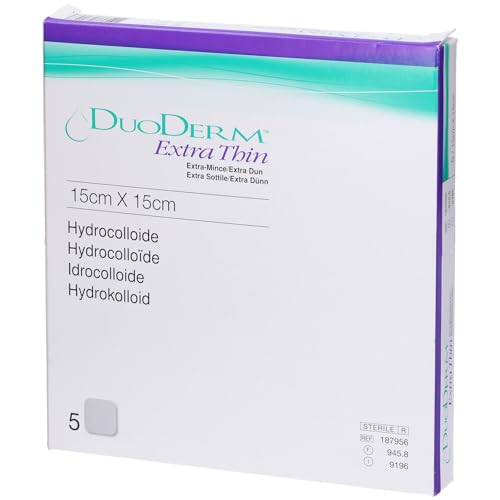 Apósito hidrocoloide extradelgado estéril, para heridas con exudado, 15 x 15 cm, 5 unidades