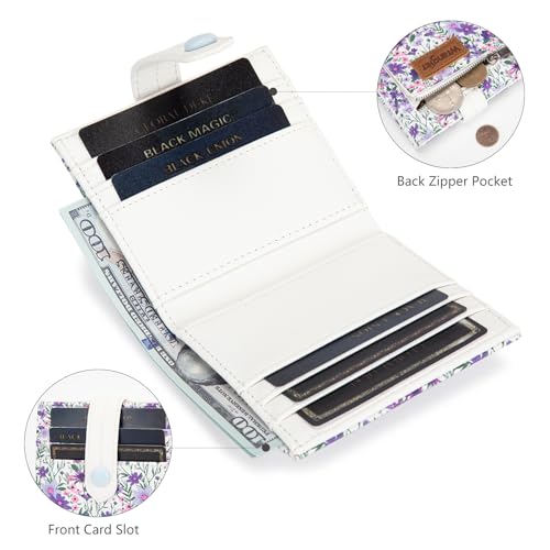 Image of Montana West X Wrangler Wallet Small Womens Girls Flower Bifold Card Wallet With RFID Lining and Zipper Coin Pocket