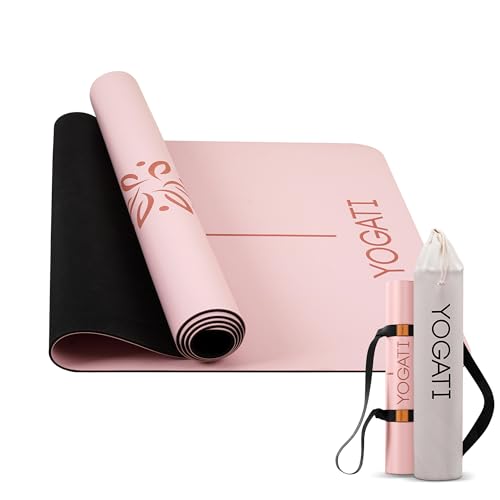 YOGATI® Yogamatte rutschfest Naturkautschuk mit Tasche - Yoga Matte groß mit...