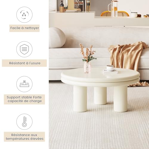 Table basse ronde Miuuod 85cm table centrale de salon minimaliste - 4