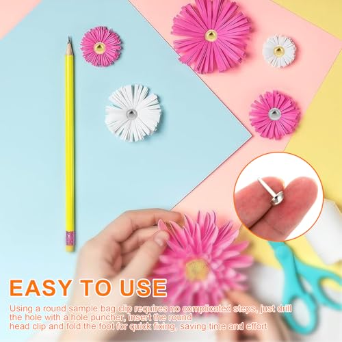 300 Stück Musterbeutelklammern, 8mm Mini Rundkopfklammern für Scrapbooking, Papier und Dekorationen, PHMING Musterklammern für Handwerk und DIY-Projekt
