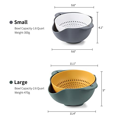 Pazash PAZASH-02 Double-Layer Rotatable Colander, Heat-Resisted Pasta Strainer, Food Level Bpa Free Colander,2 Set Kitchen Draining Bowl Vegetable Washing Basket，Green And Gray thumb #1