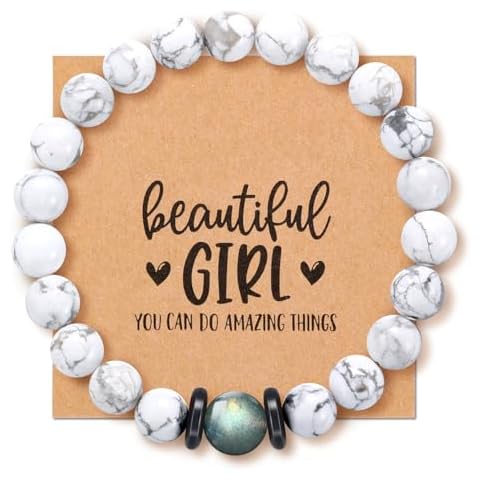 DODIY Moonstone Bracelets Birthday Gifts for Women Her, White Unique Personalized Handmade Beautiful for Daughter Granddaughter Sister Niece Easter Cover