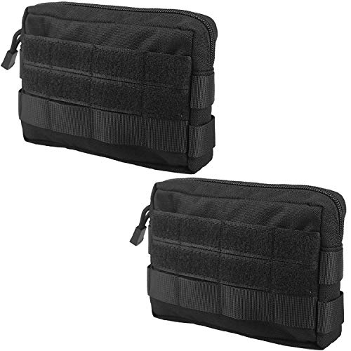 Infityle MOLLE Pouches - Tactical EDC Compact Multi-Purpose Water-Resistant Utility Gadget Gear Hanging Waist Bags (2 Pack Black, Tactical Pouches)