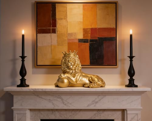 Estatua León Feng Shui Decoración Hogar Dorada miniatura 6