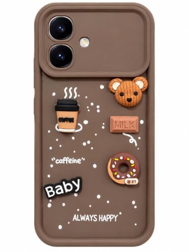 Image of Bintage Back Cover Compatible ForInfinix SMART 20 4G | Cute 3D Taddy Ball Bear Milk Cake Coffee Silicon Case Full Body & Camera Protection - Brown