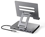 iPad Pro USB C Hub, Adapter for iPad Pro M4 M2 M1 13 12.9 11 Inch iPad Air Docking Station Foldable with 4K 60Hz HDMI, PD Charging, SD/TF Card Reader, 3 USB 3.0, 3.5 mm Audio, iPad Dock stand