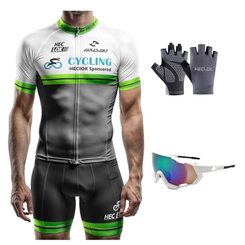 Maillot Ciclista Profesional de Manga Corta para Hombre, Pantalones cortos 9D Gel Acolchado, Ropa de ciclismo, Material de Alto Rendimiento, Transpirable, MTB (Set-4,6xl)