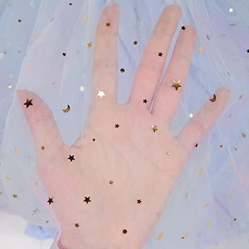 Balatale Toddler Girls Layered Tulle Tutu Dress Casual Playwear Tunic Dress Sequin Star Tulle Birthday Party Dresses-Blue 4-5T #TOP1