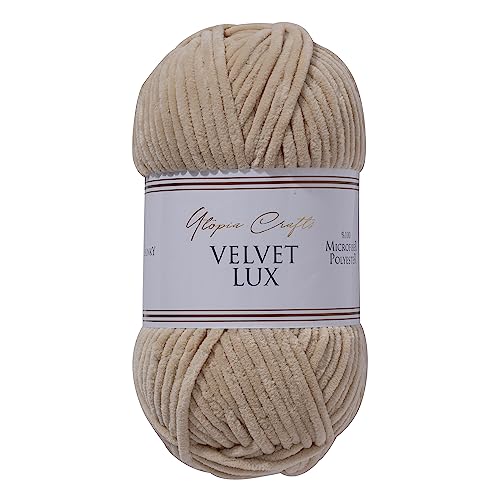 Utopia Crafts Velvet Lux Fil Chenille Velours Doux 100g – Laine Microfibre Polyester pour Tricot, Crochet, Amigurumi, Couverture Bébé et Décoration –...